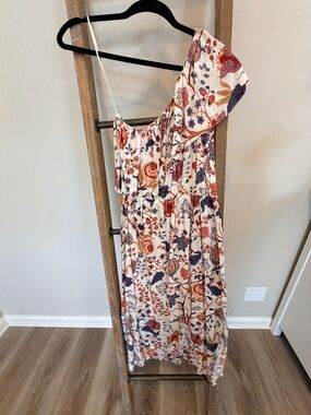 Tahari One Shoulder Midi Dress with Slit